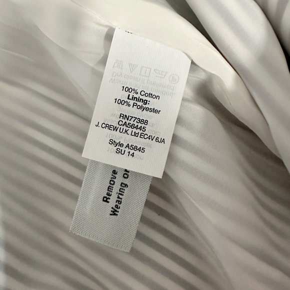 J. Crew Cotton Pencil Skirt Striped Blue Seersucker with Side Slits. Size 4 - Picture 4 of 5